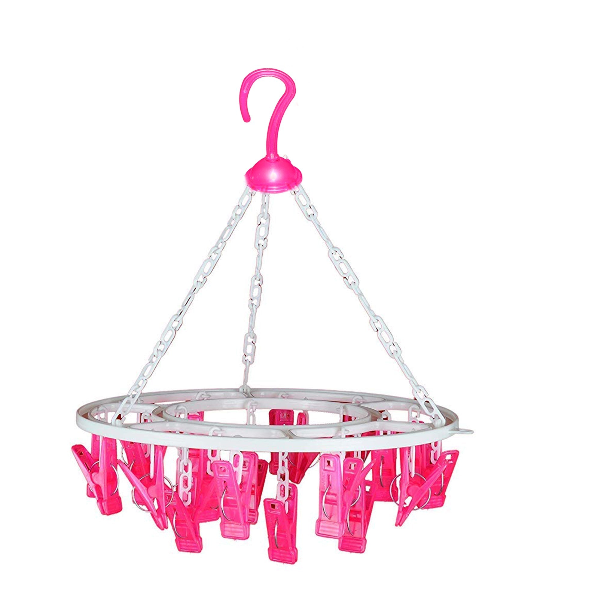 Sturdy multicolour round drying hanger with 24 clips. Sturdy multicolour round drying hanger with 24 clips.